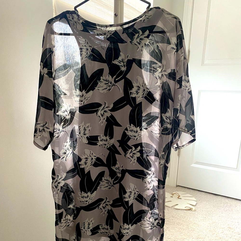 Layered neutral floral print dress